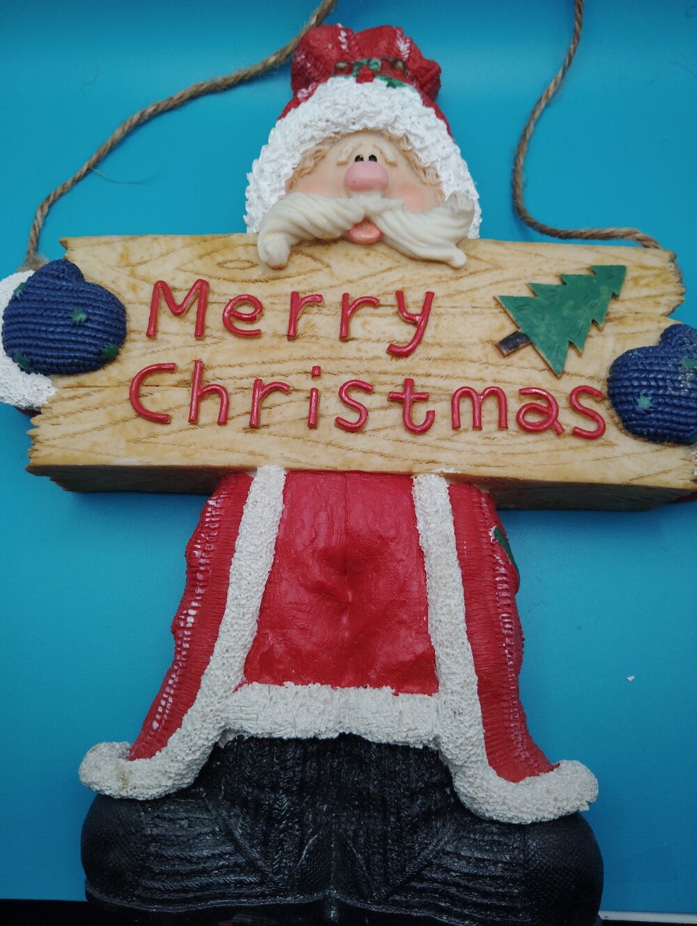Holiday Santa 'Merry Christmas' Hanging Sign - Red